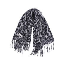 Fashion Fringe Detail Reversible Winter-Gray leopard print