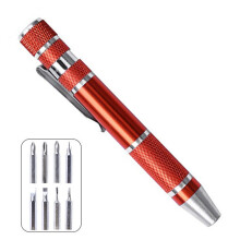 Lightweight Aluminum Screwdriver Pen 8 in 1-or ange color