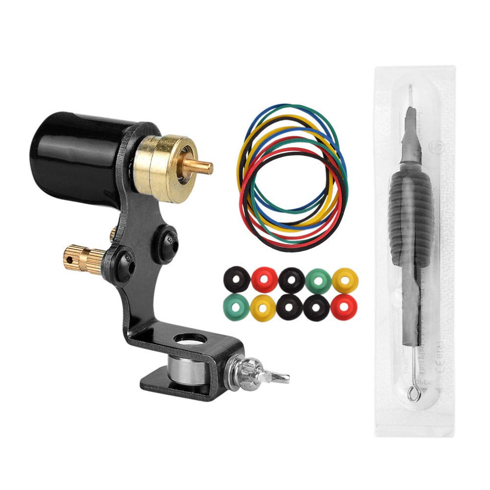 Rotary Tattoo Machine Kit with Cartridge Needles for Precision Lining and Shading, Black