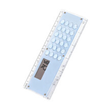 Règle à double échelle de 15 cm avec calculatrice-Bleu