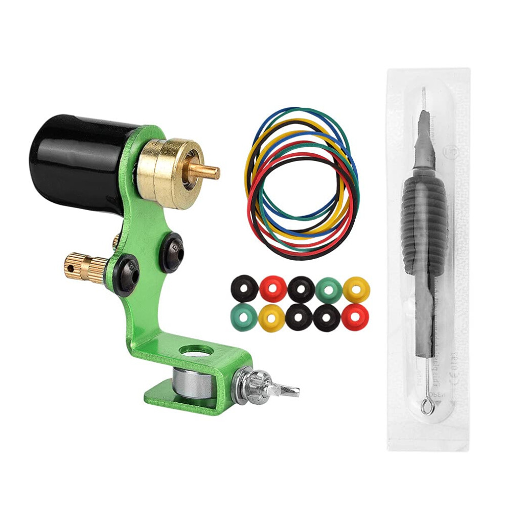 Green Rotary Tattoo Machine Kit With Cartridge Needle Silicone Grip For Shader And Liner