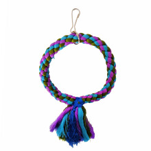 Altalena per uccelli, posatoi colorati in corda di cotone per pappagalli, corda di cotone resistente e filo d'acciaio, gancio solido e stabile,