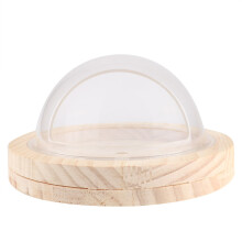Vitrine en verre avec socle en bois, cloche décorative pour guirlandes lumineuses et boules de cristal, cloche transparente faite main pour la