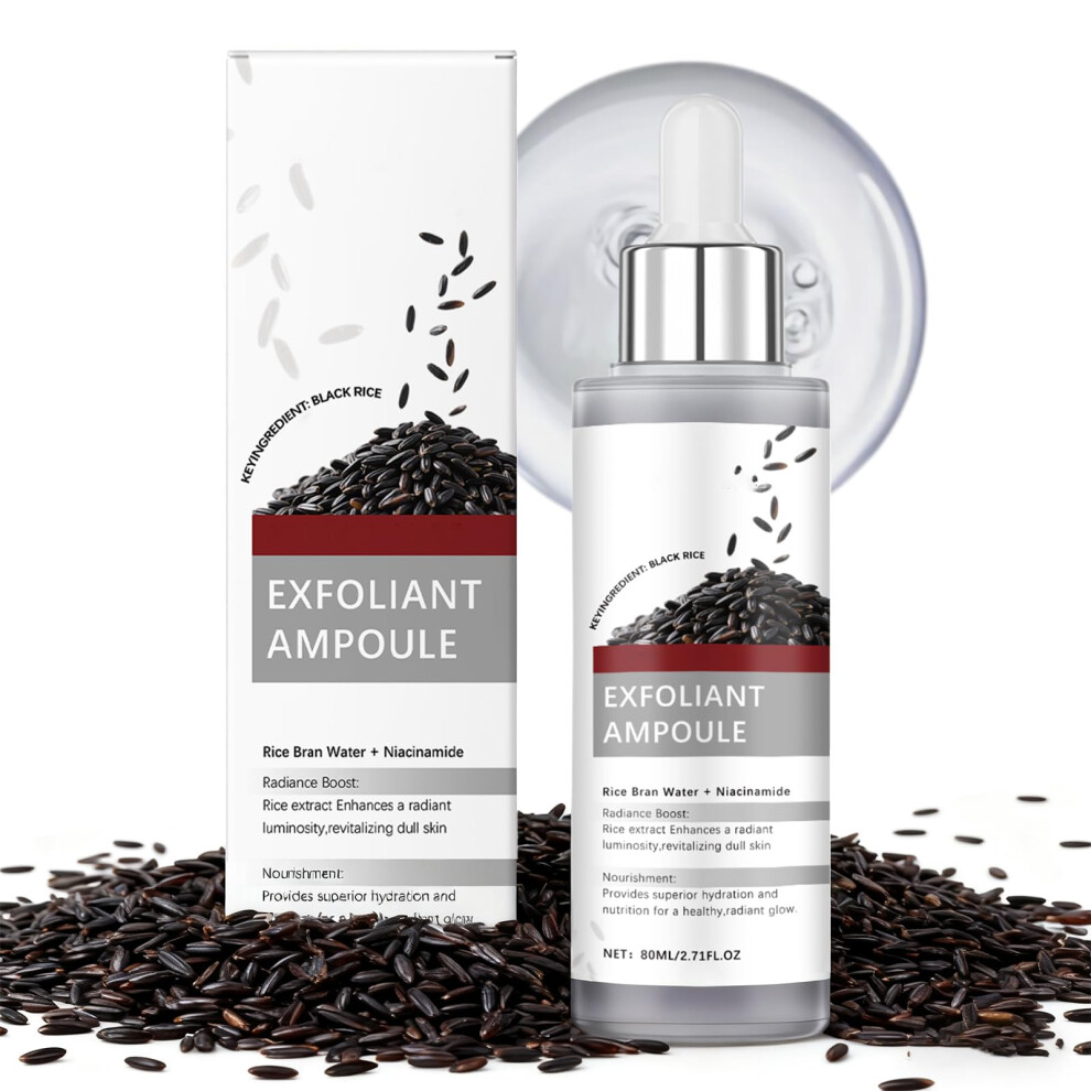 Black Rice Face Exfoliator And Hydrating Ampoule Duo For Sensitive Skin, Pore Minimizing 2.71Oz