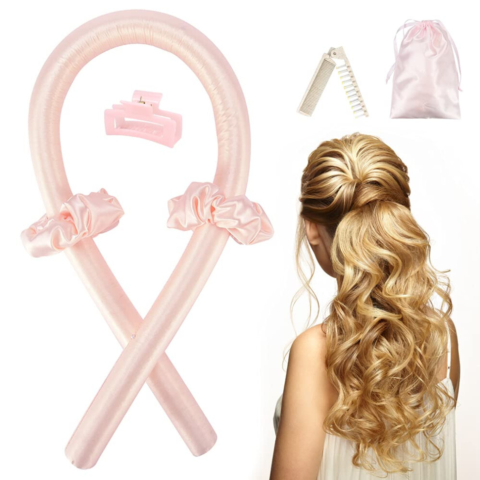 No Heat Hair Curlers Silk Heatless Headband Ribbon for Overnight Natural Waves and Long Hair