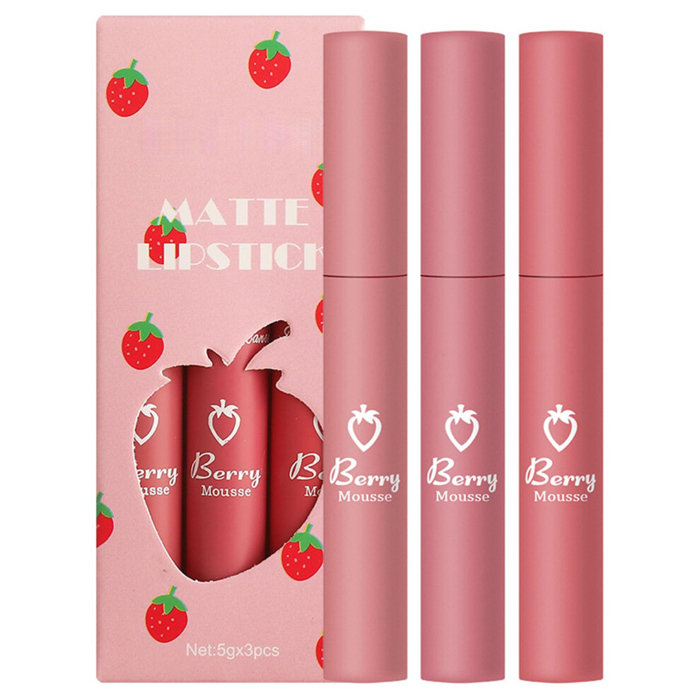Cream Matte Liquid Lipstick Set Waterproof Long Lasting Wear, Velvety Matte Finish, 3 Nude Shades