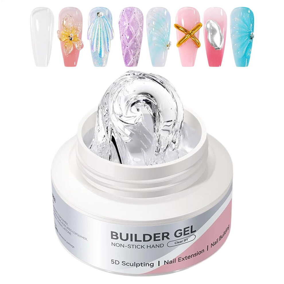 3D Nail Art Gel Transparent Sculpting Gel 60ml NonSticky Fast Curing for Extensions and 3D Designs