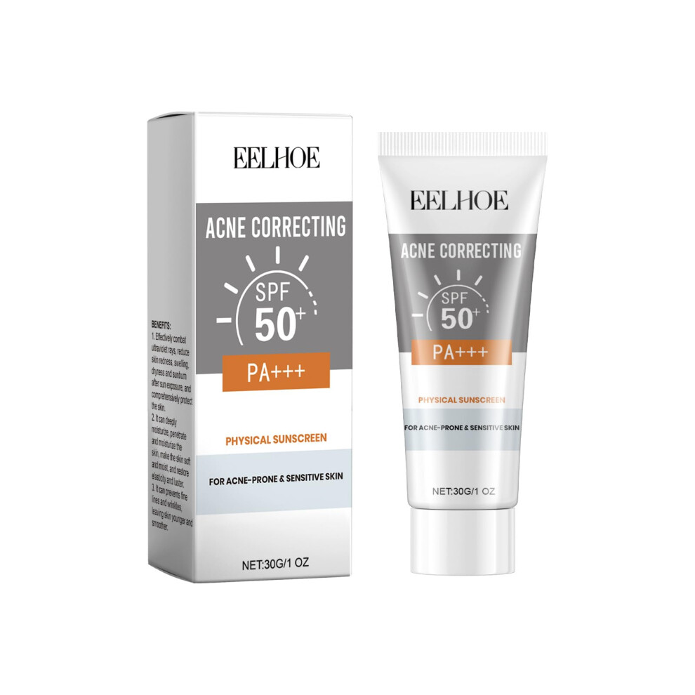 Sunscreen SPF 50+ Physical Face Sunblock with Vitamin E, Sensitive Skin, Lightweight Travel Size 1.05oz