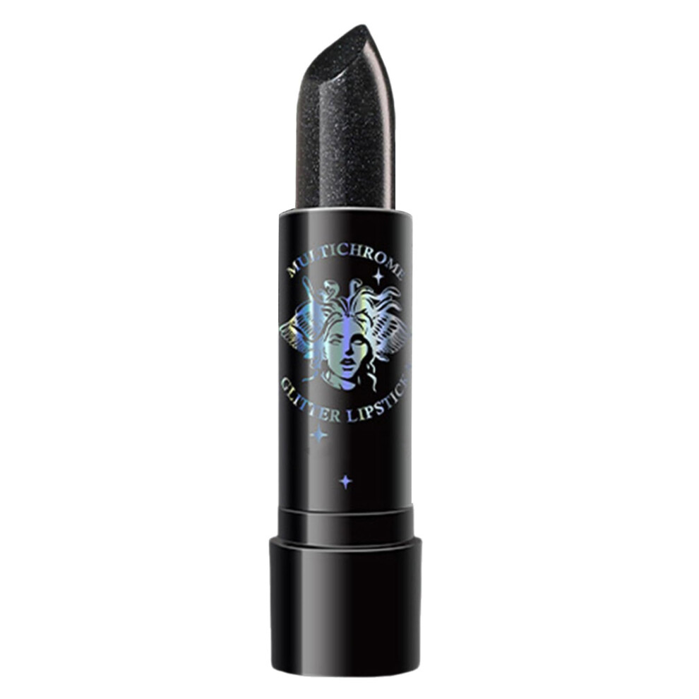 Glitter Diamond Lipstick Long Lasting Color Sparkling Black for Halloween Party and Festival