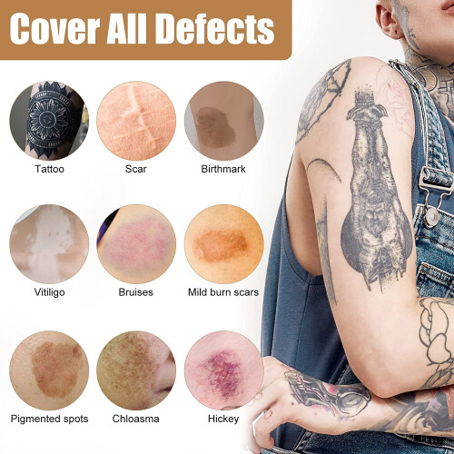 Tattoo Cover Up Makeup Waterproof Sweatproof Full Coverage Concealer for Scars Birthmarks 1