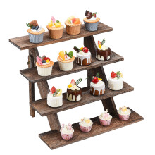 Rustic Wooden Cupcake Stand Display Riser 15x20cm Light & Dark Brown
