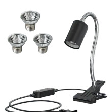 Adjustable Dimmer Switch Reptile Heat Lamp With Timer Function Flexible Gooseneck UVB UVA Basking Spot Lamp Ceramic Socket 360 Rotatable Clip For