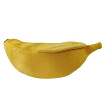 Leaba Peataí do Chait agus Madraí Beaga, Leaba Codlata Te i gCruth Banana le Leathoscailte le Clúdach Deartha, Bog Plush Cluthar agus Compordach