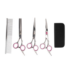 Conjunto de Tesouras para Tosquia de Animais de Estimação em Aço Inoxidável com Pontas Arredondadas, Kit Profissional para Tosquia de Cães e