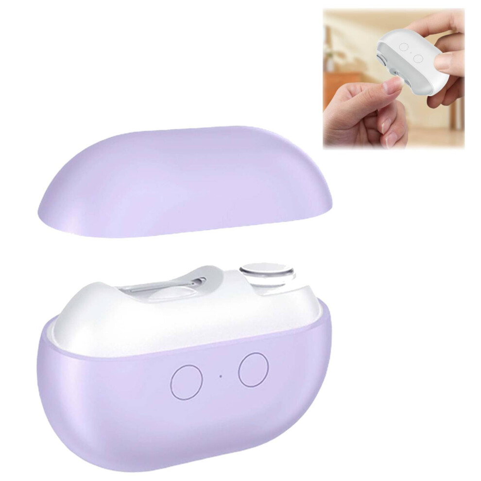 Light/Purple Electric Nail Clipper With Led Usbc Rechargeable Nail Trimmer For Seniors, Babies And Adults, Builtin Clipping Collector,