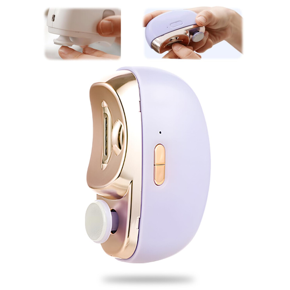 Light/Purple 3 In 1 Electric Nail Clipper And Trimmer With Nail Catcher, Twospeed, Led For Seniors