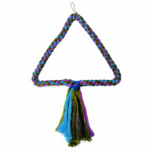 Altalena per uccelli, posatoi colorati in corda di cotone per pappagalli, corda di cotone resistente e filo d'acciaio, gancio solido e stabile,
