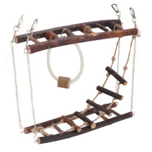 Accessoire de cage interactif naturel pour petits animaux, échelle d'escalade pour hamster, pont suspendu en corde pour écureuil avec tapis robuste