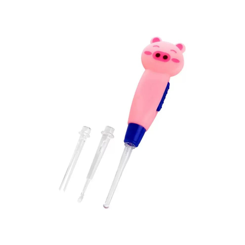 LED Ear Wax Removal Tool with Cute Cat Flashlight, Safe Ear Cleaning Pick for Adults and Kids Pink Pig