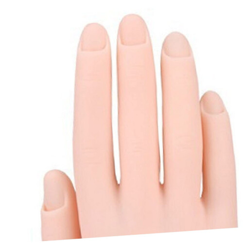 Lifelike Bendable Nail Practice Hand with Insertable Tips, Reusable Manicure Training Model for Salon and Beginners 2