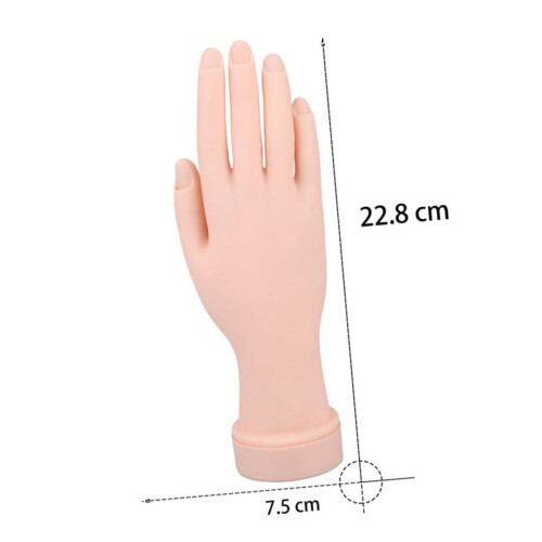 Lifelike Bendable Nail Practice Hand with Insertable Tips, Reusable Manicure Training Model for Salon and Beginners 1