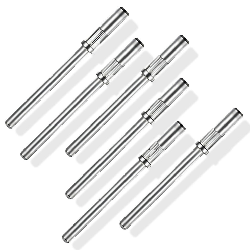 Silver 6Pcs 3/32 Shank Nail Drill Bits With Metal Sanding Band Mandrel For Manicure Pedicure