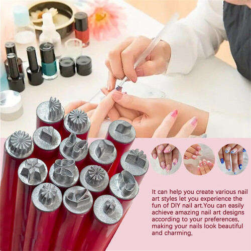 Nail Art Stamp Pen Set with Durable Metal Handle, Multiple Designs, Fast Pattern Stamping Kit 1