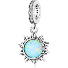 Hanger met opaal en zonmotief van 925 sterling zilver, compatibel met Pandora armbanden en kettingen.