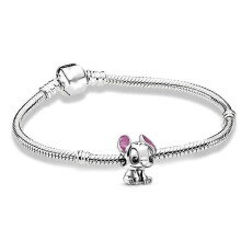 PANDORA Sterling-hopea Disney Lilo & Stitch -helmirannekoru, hopeinen, 17 cm