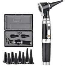 Otoscópio com LED - 3 peças, lupa portátil para exame de ouvido com 8 tampas e 1 estojo de armazenamento.