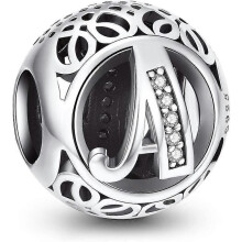 Charm Pendant, 925 Sterling Silver, Motif: Letter Of The Alphabet, For Bracelets Gift