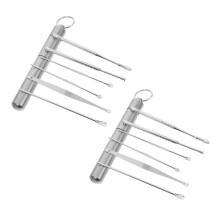 Kit di strumenti per la rimozione del cerume in acciaio inossidabile con punte morbide per una delicata pulizia delle orecchie, per casa e in viaggio