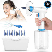 Kit de limpeza auricular elétrico seguro e eficaz para remoção de cera, com 4 modos de limpeza, 10 pontas auriculares e reservatório de água.