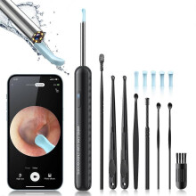 Câmera para remoção de cera de ouvido com lente HD 1080P, luz LED e kit de limpeza de cera de ouvido à prova d'água para iOS e Android.