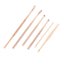 Herramienta de acero inoxidable para la extracción de cerumen con diseño en espiral suave para adultos, kit reutilizable de oro rosa.