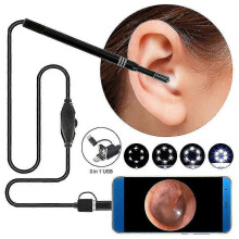 Endoscopio USB 3 en 1, otoscopio, kit de eliminación de cerumen, cámara LED, kit de limpieza de cerumen