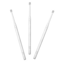 Conjunto de 6 peças de ferramentas metálicas para remoção de cera de ouvido, cor prata.