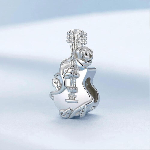 Pingente de guitarra em prata de lei 925, compatível com pulseiras e colares Pandora (código BSC813). 2