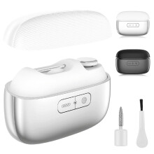 Electric Nail Clipper, 2 in 1 Rechargeable Nail Trimmer with Polishing, Dual Speed, LED Light for Seniors and Kids (White)