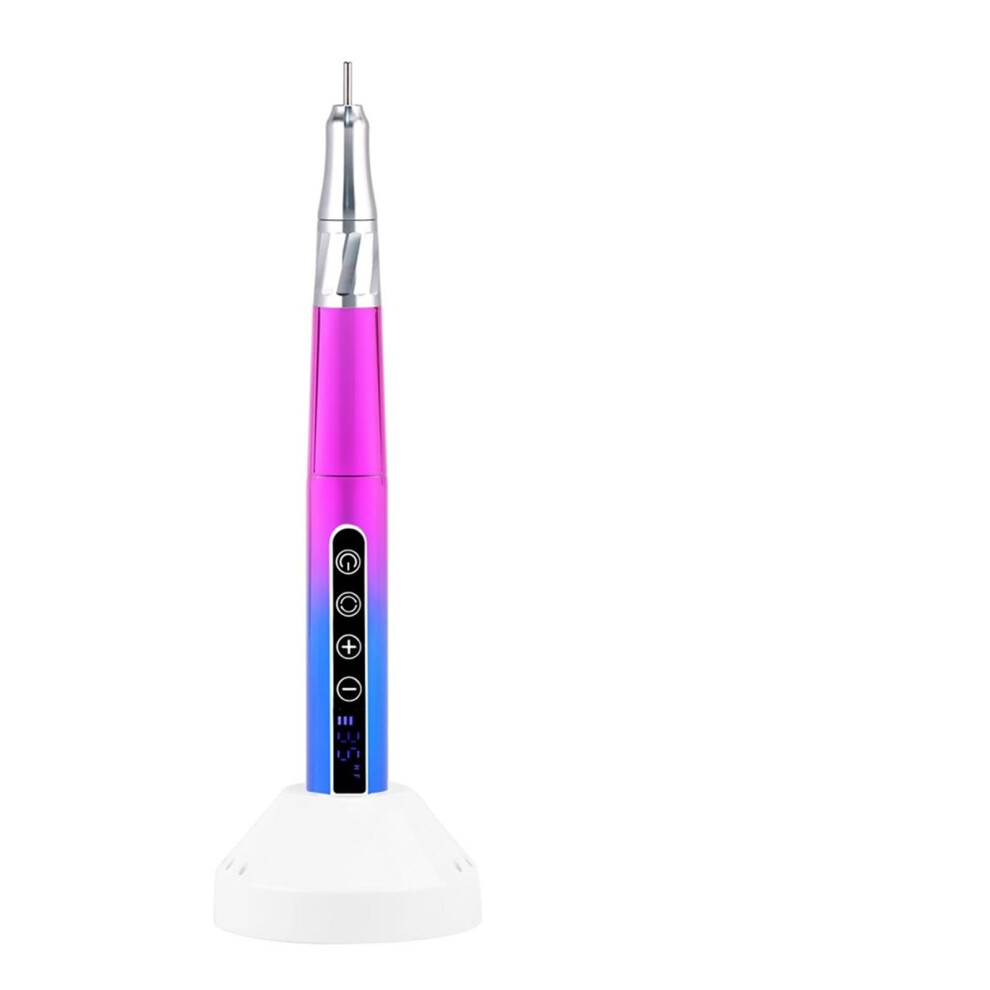 Blue 85W Brushless Cordless Nail Drill 35000 Rpm Professional Rechargeable Pen With Charging Base Gradient