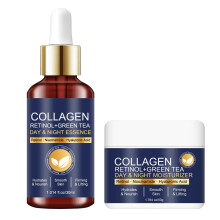 Retinol Collagen Face Cream and Serum Set for Deep Hydration Firming and Anti Aging Day Night Care