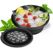 Facial Ice Bath Bowl with Builtin Ice Tray, Collapsible Silicone Basin for Skincare, Travel, Home Spa
