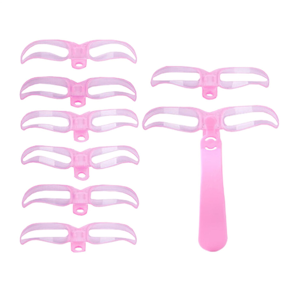 Pink Eyebrow Stencil Shaping Kit With 8 Styles, Reusable Washable Templates For Natural Brow Styling