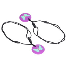 2 Stück Sensorischer Silikon-Kaumkette für Babys und Kleinkinder, Lila, 5 cm Beißring