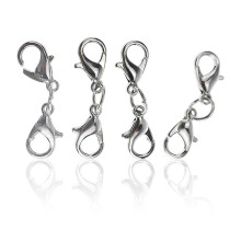 Conjunto de 4 fechos lagosta duplos prateados, mini conectores extensores para pulseiras, fechos lagosta de reposição para cordões de joias DIY.