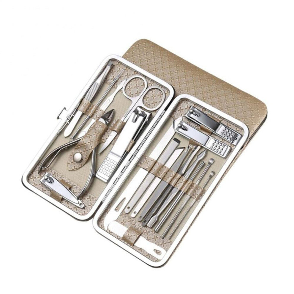 Pink 19Pcs Stainless Steel Nail Clippers Set With Precision Cutting Edge Manicure Pedicure Kit