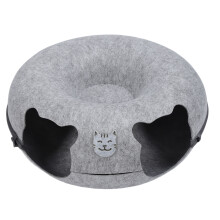 Peekaboo kattenmand voor binnenkatten, multifunctioneel ontwerp: comfortabele donutvormige kattenmand met krasbestendig tunnelbed, slijtvast