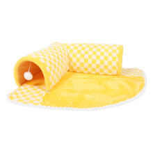 Afneembaar kattentunnelbed, 2-in-1 ontwerp, premium pluche speel- en rustzone voor katten, kittens, puppy's, konijnen en fretten. Inclusief