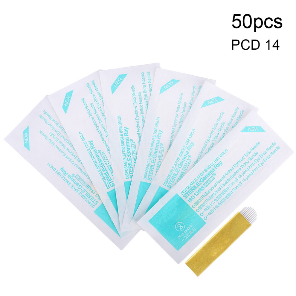 Sterilized Individually Disposable Eyebrow Tattoo Needles Permanent Makeup Machine Supplies Medical Grade Stainless Steel Manual Tattoo Pen Compatibl