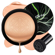 CC Cream Foundation with Mushroom Head Sponge, Lightweight Hydrating BB Cream for Even Skin Tone, Nude